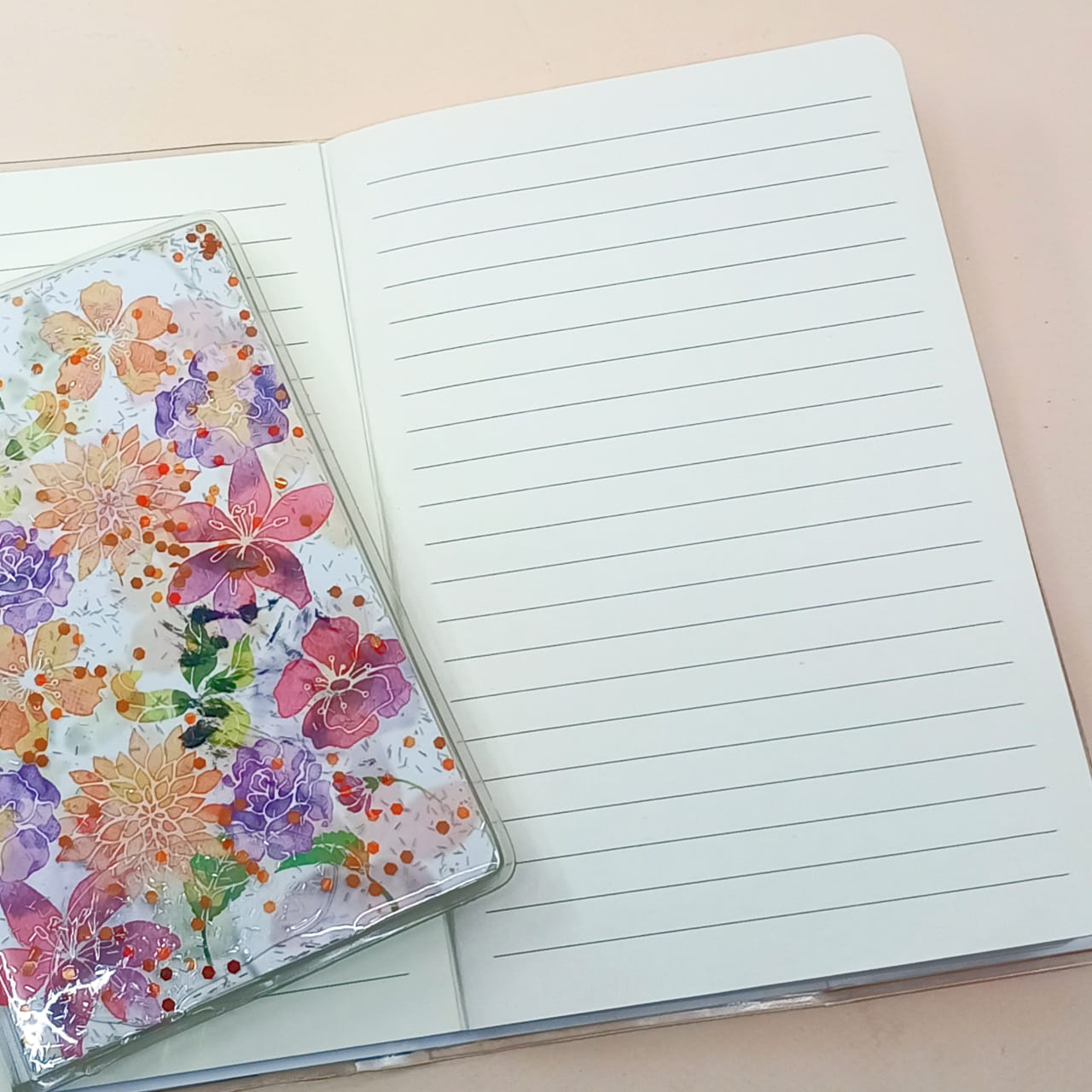 Floral Glitter Water Filled - Journal