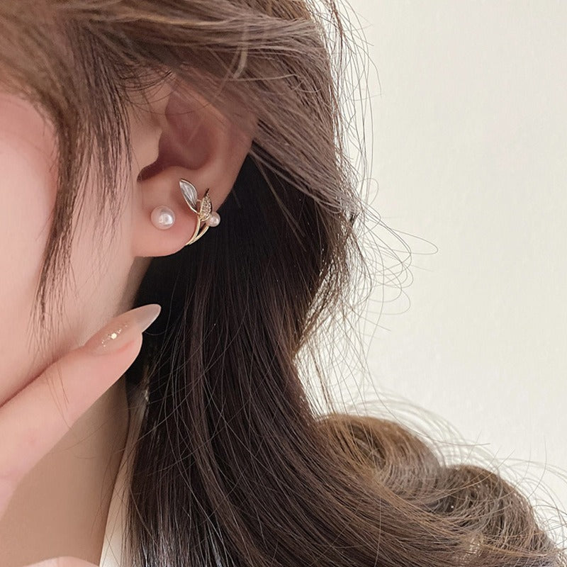 Leaves & Pearl - Ear Studs