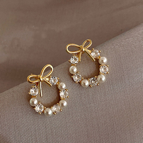 Bling Bow Wreath - Earrings