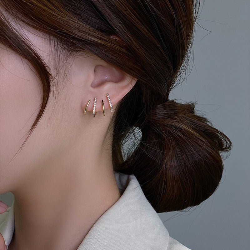 Multi Faux Hoops - Gold Ear Studs