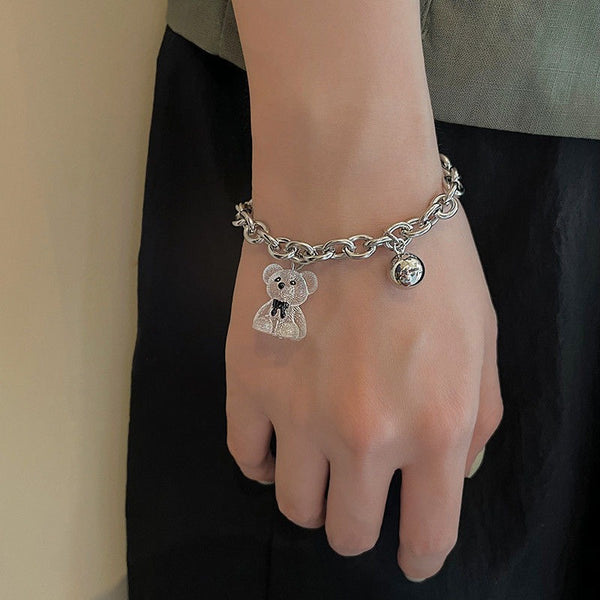 Bear Charm Silver - Bracelet