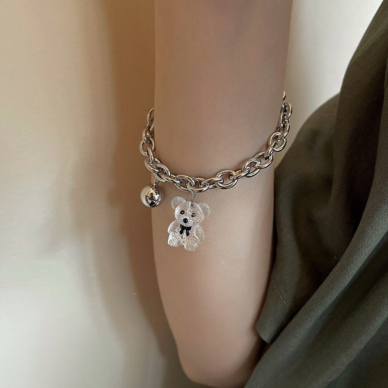 Bear Charm Silver - Bracelet