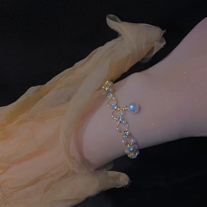 Crystal Pearl Beads Charm  - Bracelet