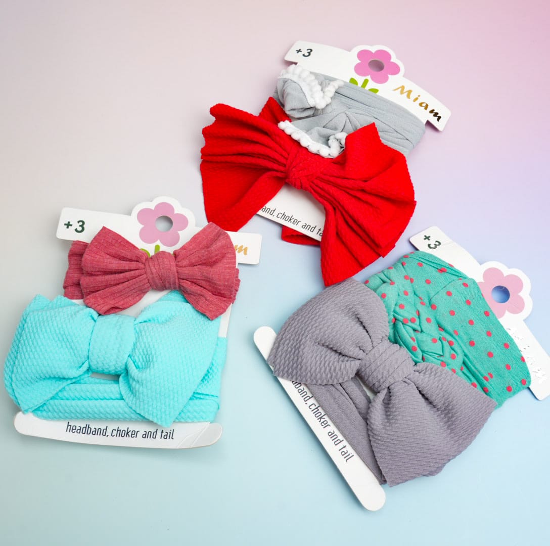 Colorful Bows Series  Headwrap Set of 2 - Style 12