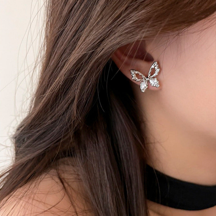 Silver Sparkle Butterfly - Earrings