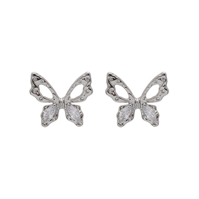 Silver Sparkle Butterfly - Earrings
