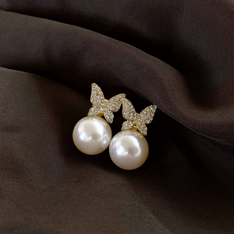 Pearl Drop Butterfly - Earrings
