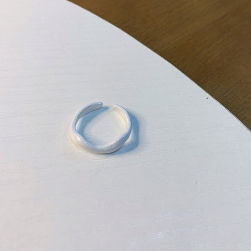 White Enameled  - Ring