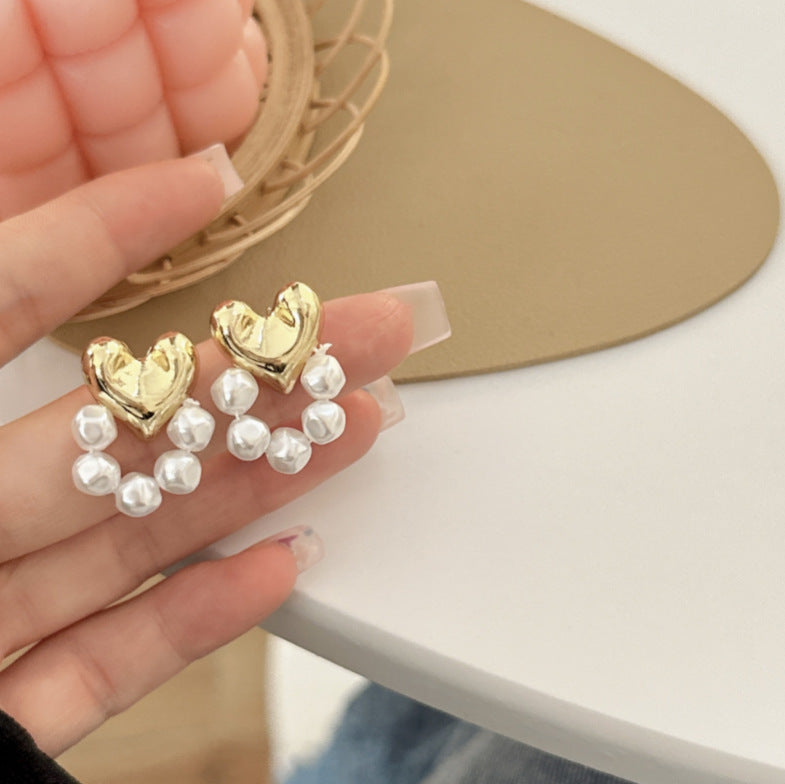 Pearly Glam Heart - Earrings