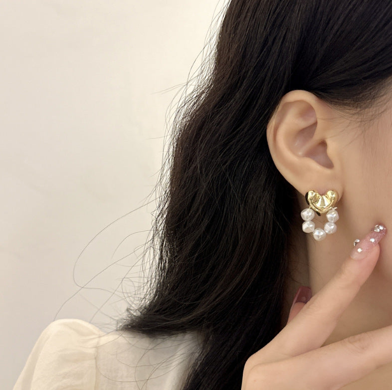 Pearly Glam Heart - Earrings