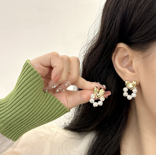 Pearly Glam Heart - Earrings