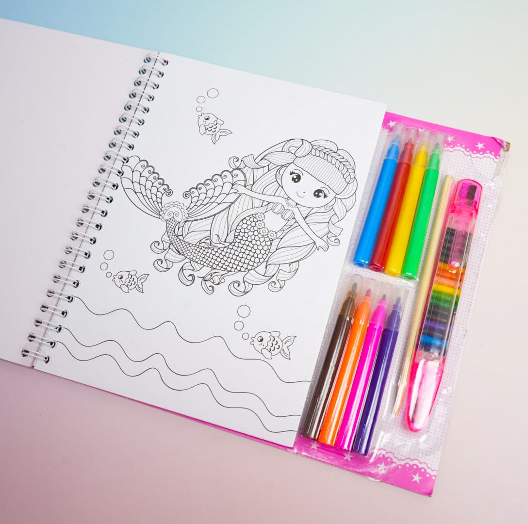 Mermaid Princess Coloring Book - Stationery Set