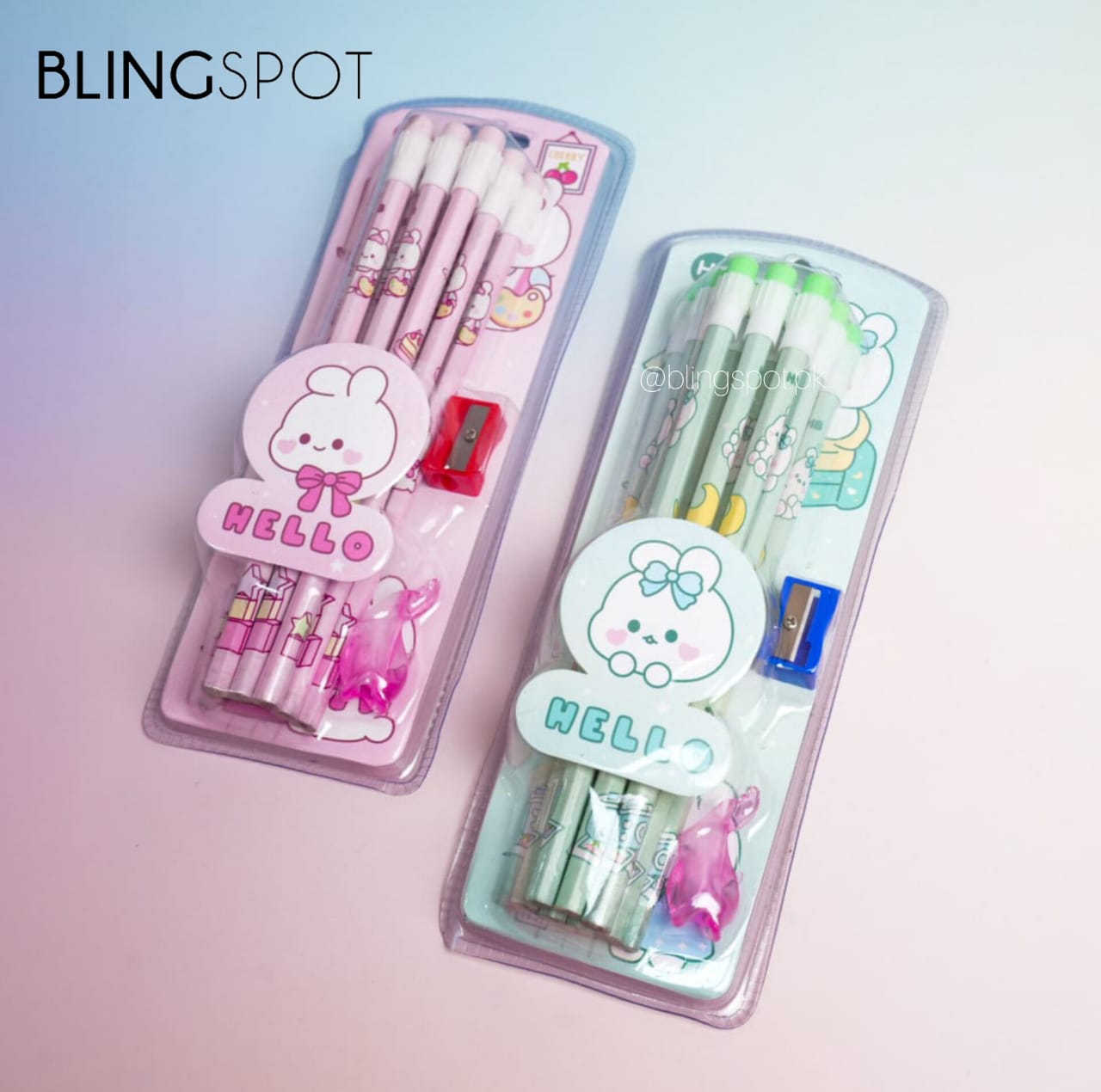 Sweet Bunny Green & Pink - Stationery Set