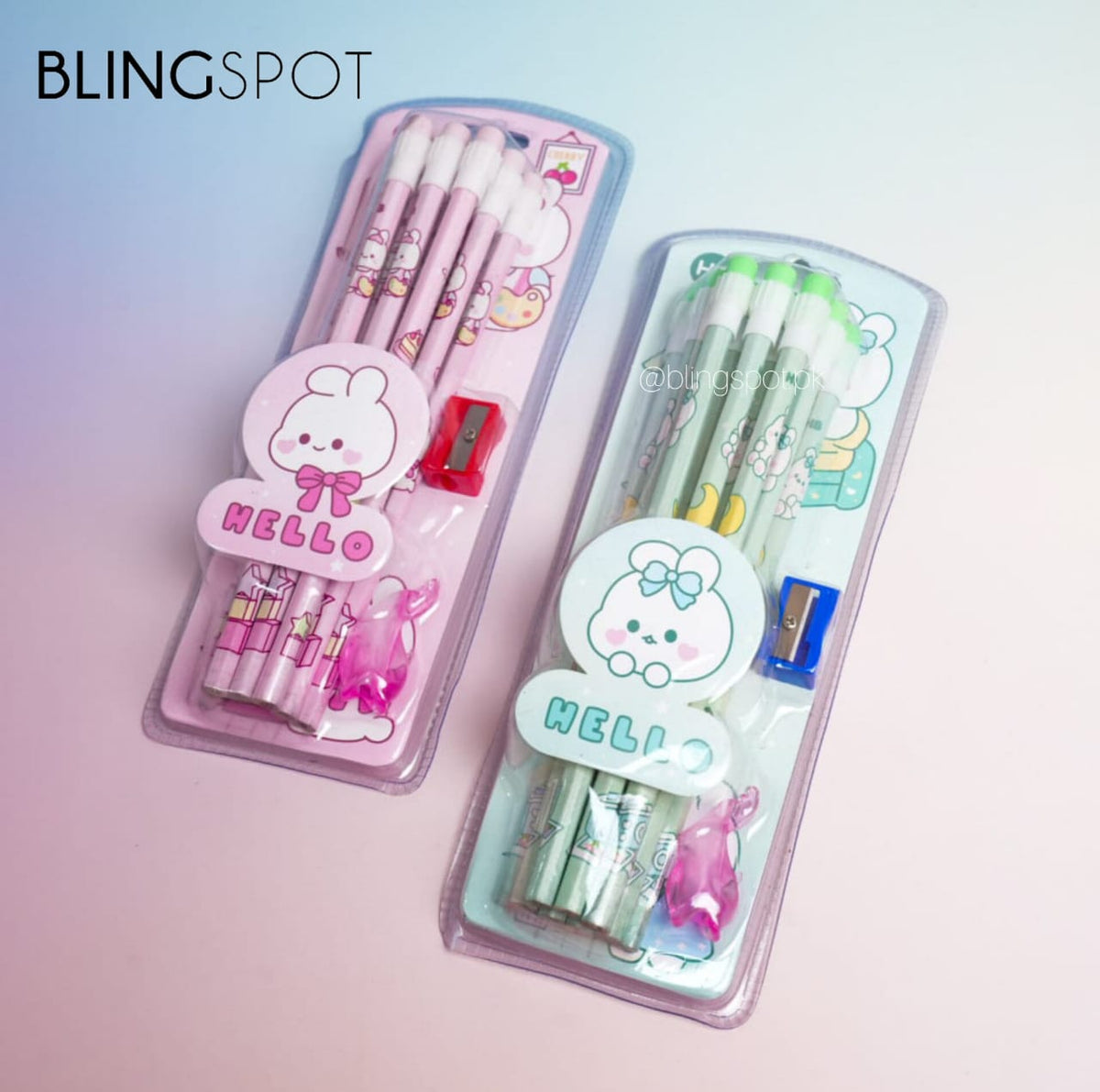 Sweet Bunny Green &amp; Pink - Stationery Set