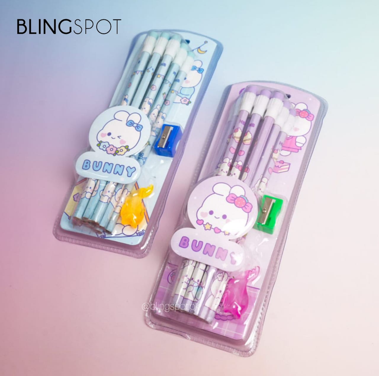 Sweet Bunny Blue & Purple - Stationery Set