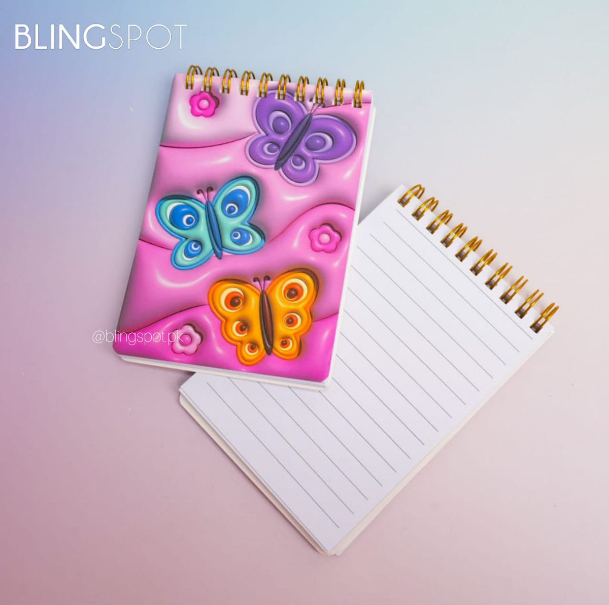 Butterfly &amp; Flowers - Spiral Notepad