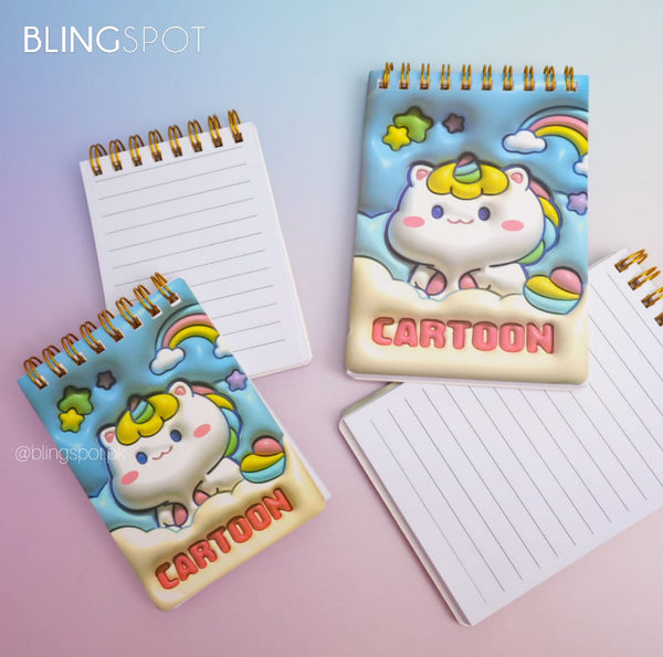 Cartoon Rainbow Unicorn - Spiral Notepad