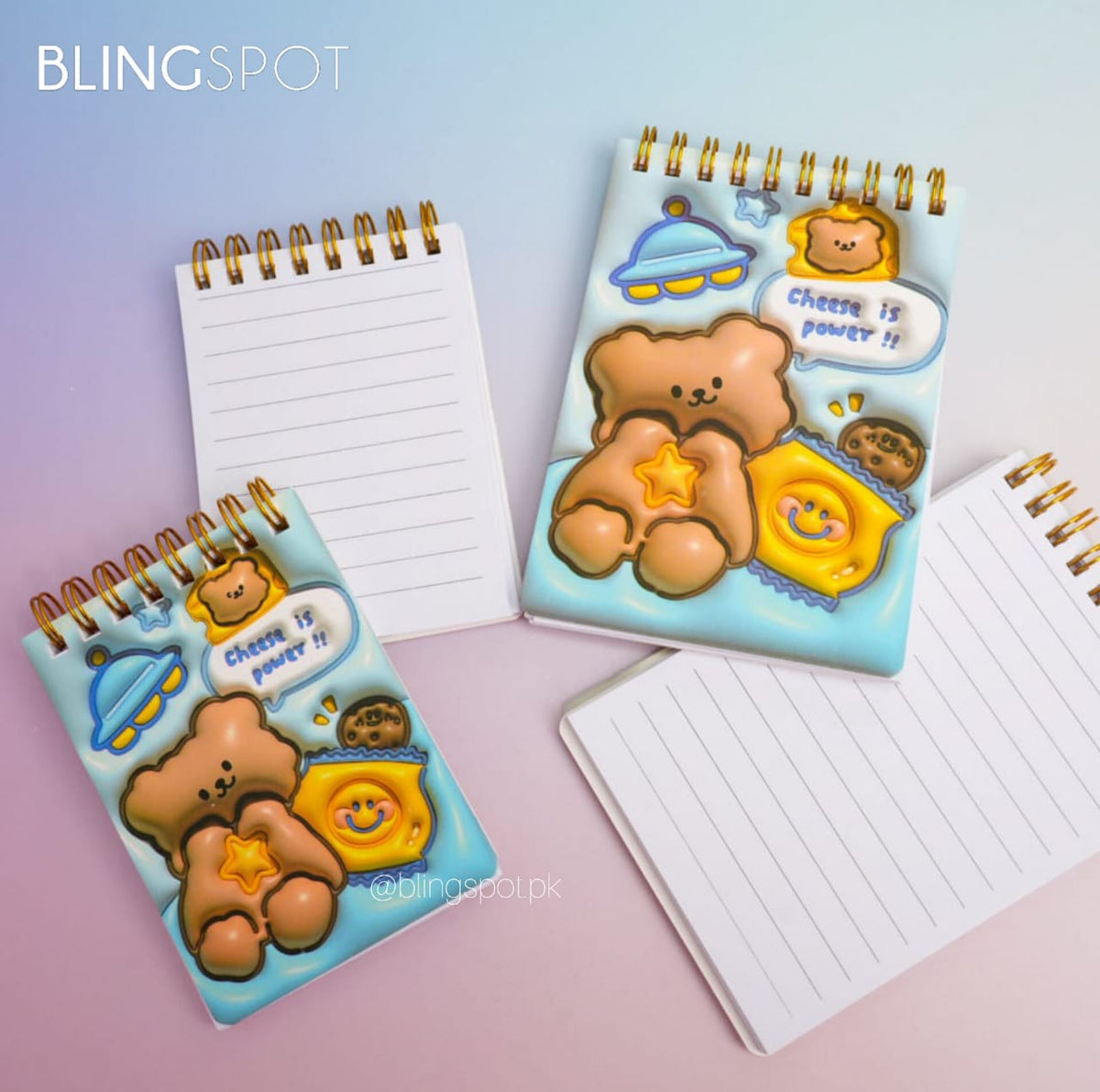 Cheese Power Cute Brown Bear - Spiral Notepad