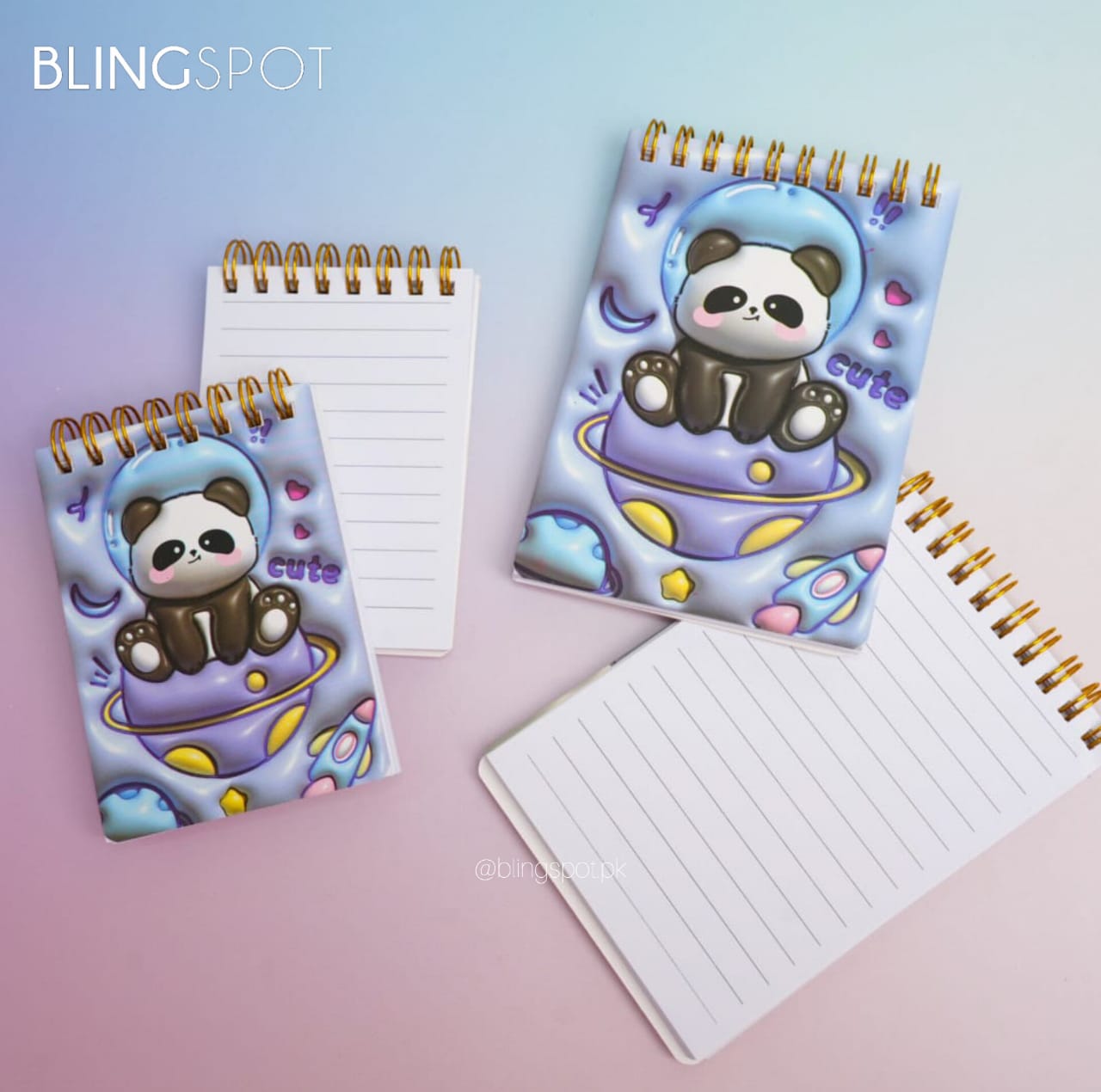 Cute Panda Planet - Spiral Notepad – The Blingspot Studio