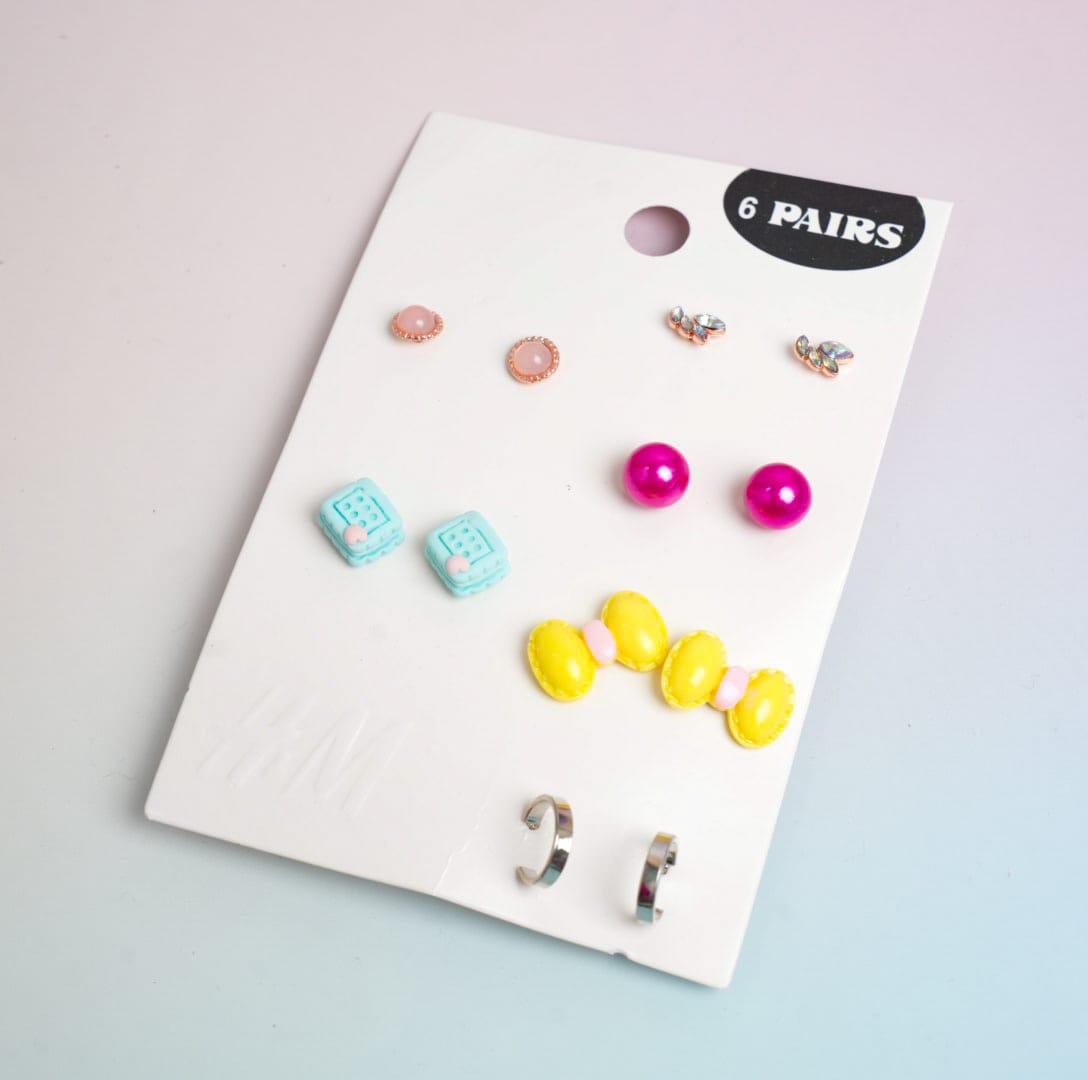 Glossy Mixed - Ear Studs Set Of 6 Style 10