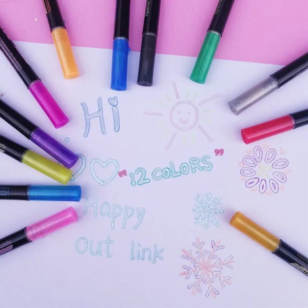 Outline Glitter - Markers Set Of 12 Style 1