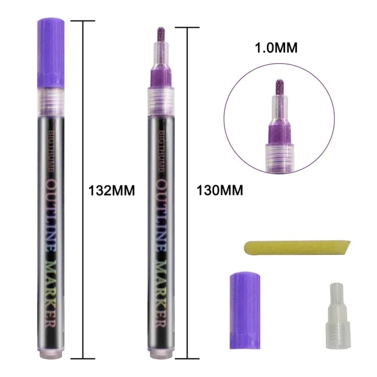 Outline Glitter - Markers Set Of 12 Style 1