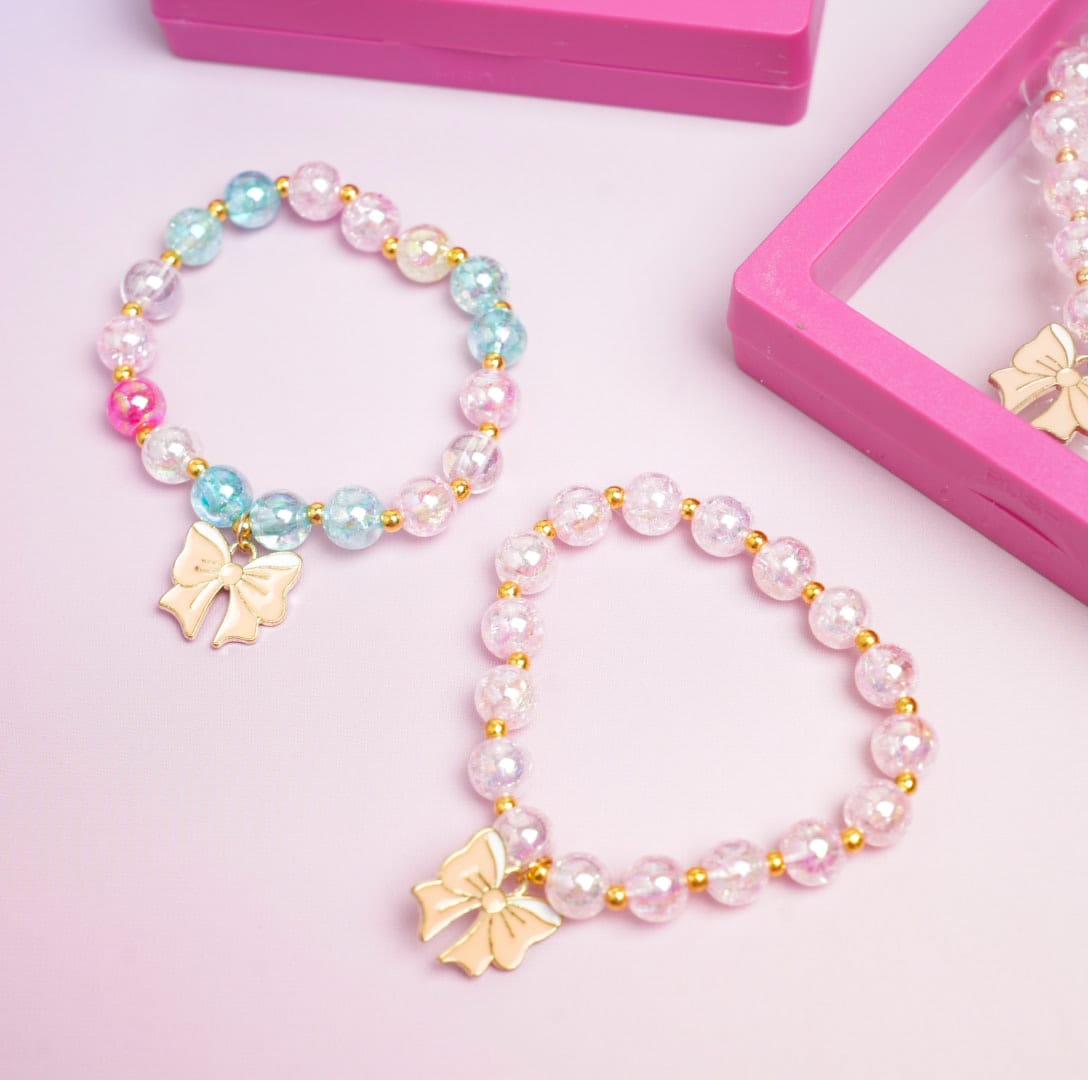 Bow Charm Beaded Pearls - Bracelet