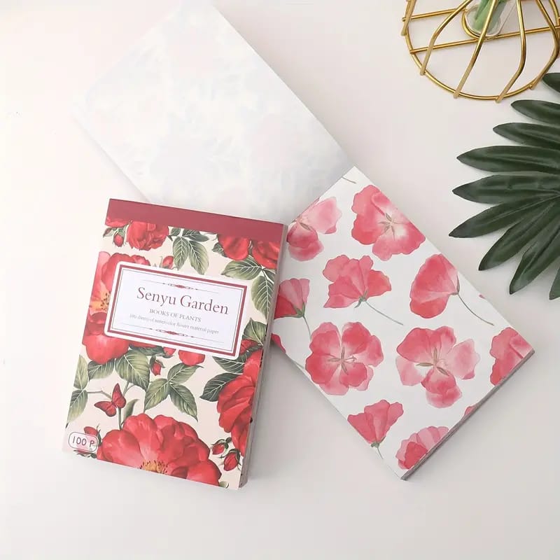 Watercolor Flower Series Red - Scrapbooking Sheets