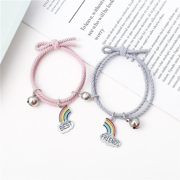 Rainbow Pink & Grey ( Best Friend )  - Bracelet Set Of 2