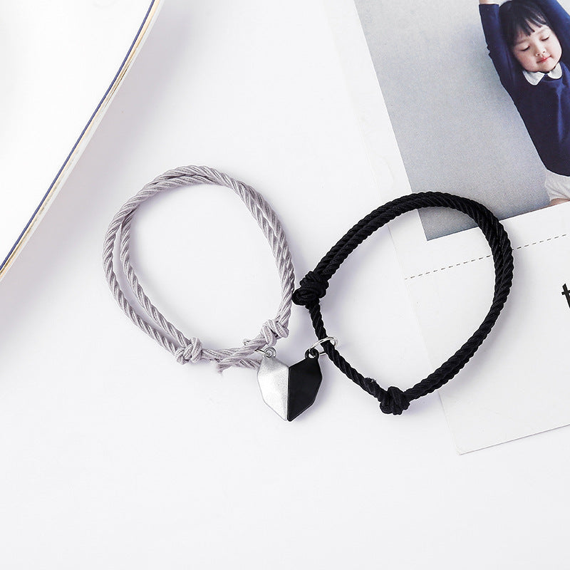 Heart Grey & Black Magnetic - Bracelet Set Of 2