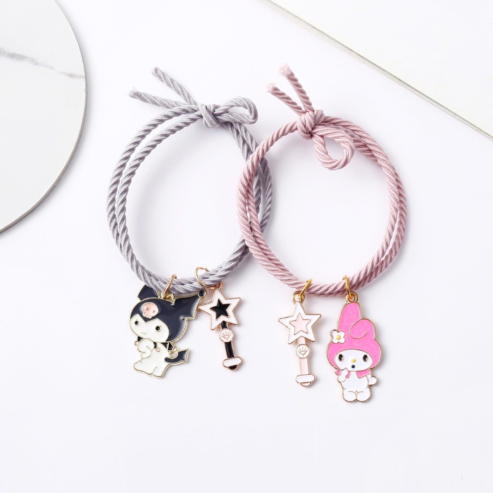 Kuromi Charms  Grey & Pink - Bracelet Set Of 2