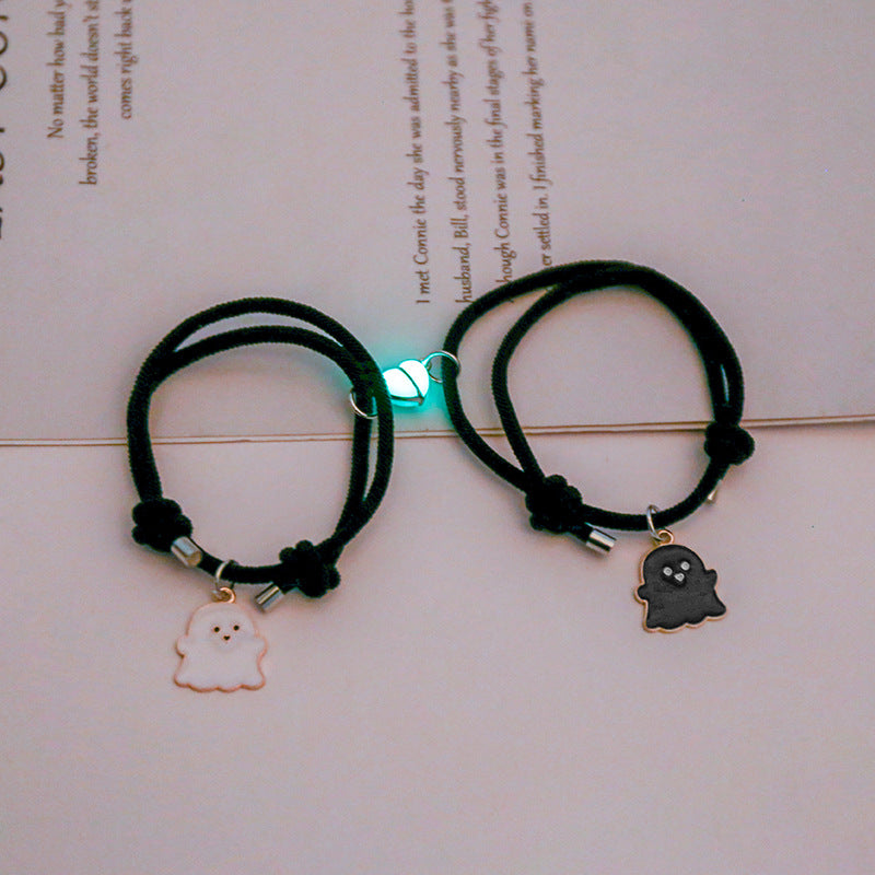 Heart Glow In The Dark Ghost Magnetic - Bracelet Set Of 2