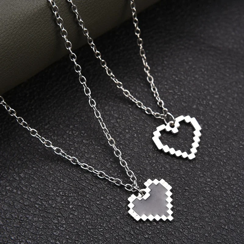 Mosaic Heart Black & Silver - Necklace