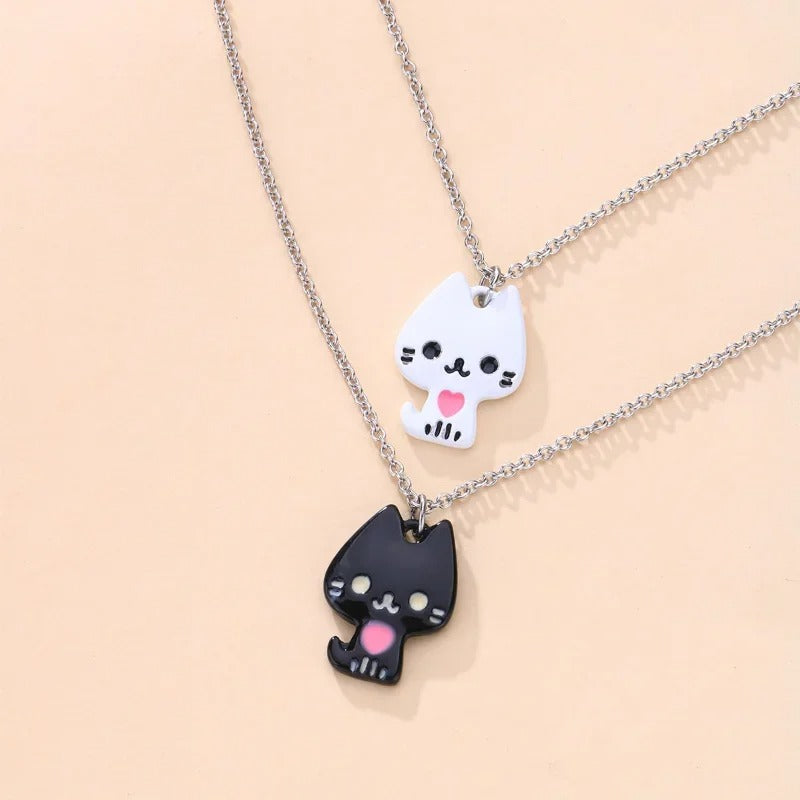 Kitty Black & White Charm -  Necklace