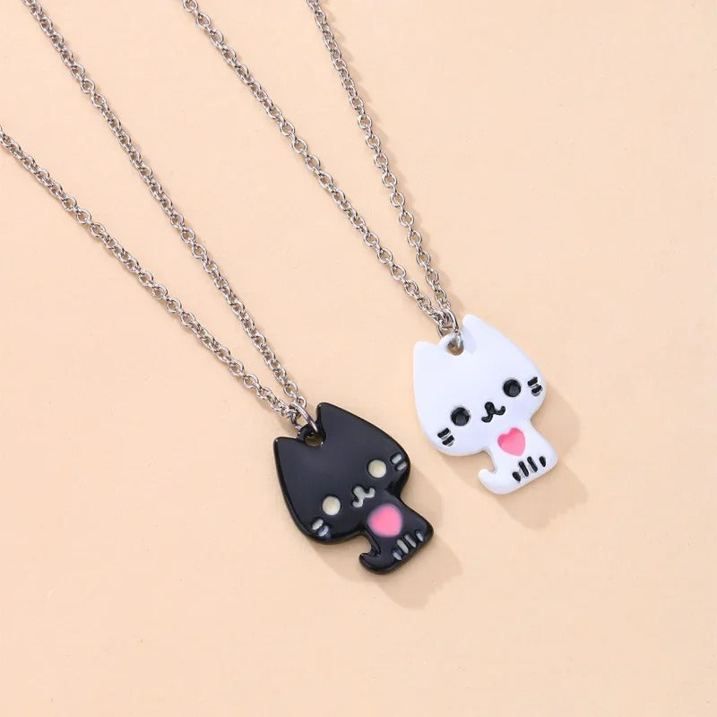 Kitty Black & White Charm -  Necklace