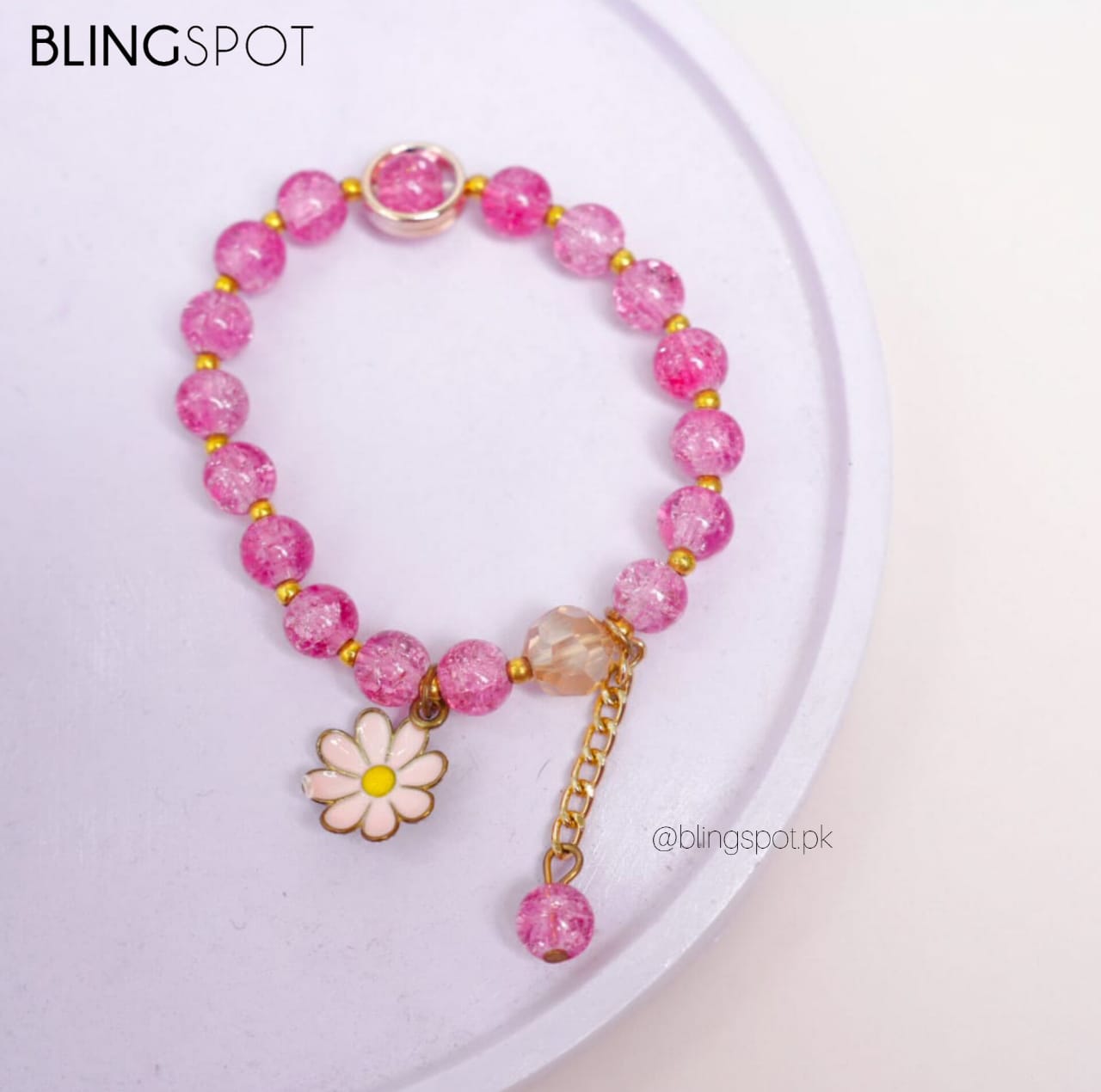 Daisy Charm Beaded Pink - Bracelet