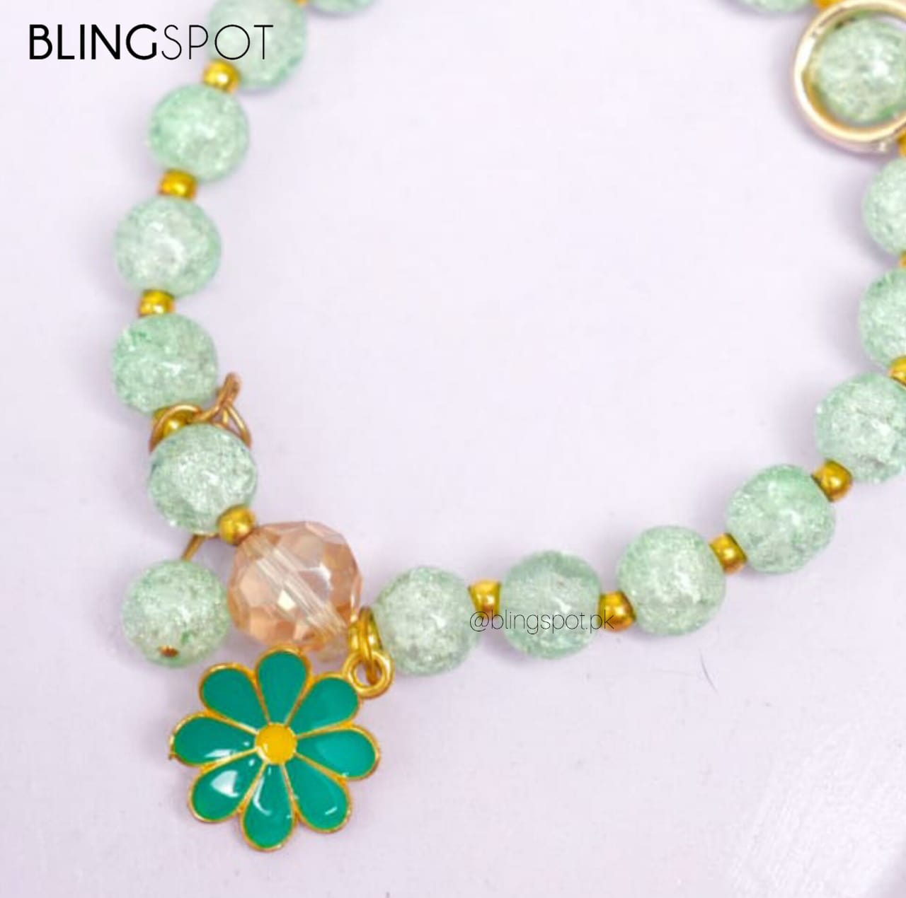 Daisy Charm Beaded Green - Bracelet