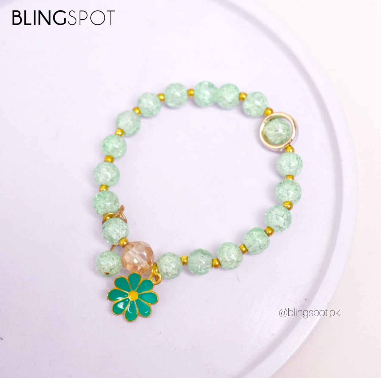 Daisy Charm Beaded Green - Bracelet