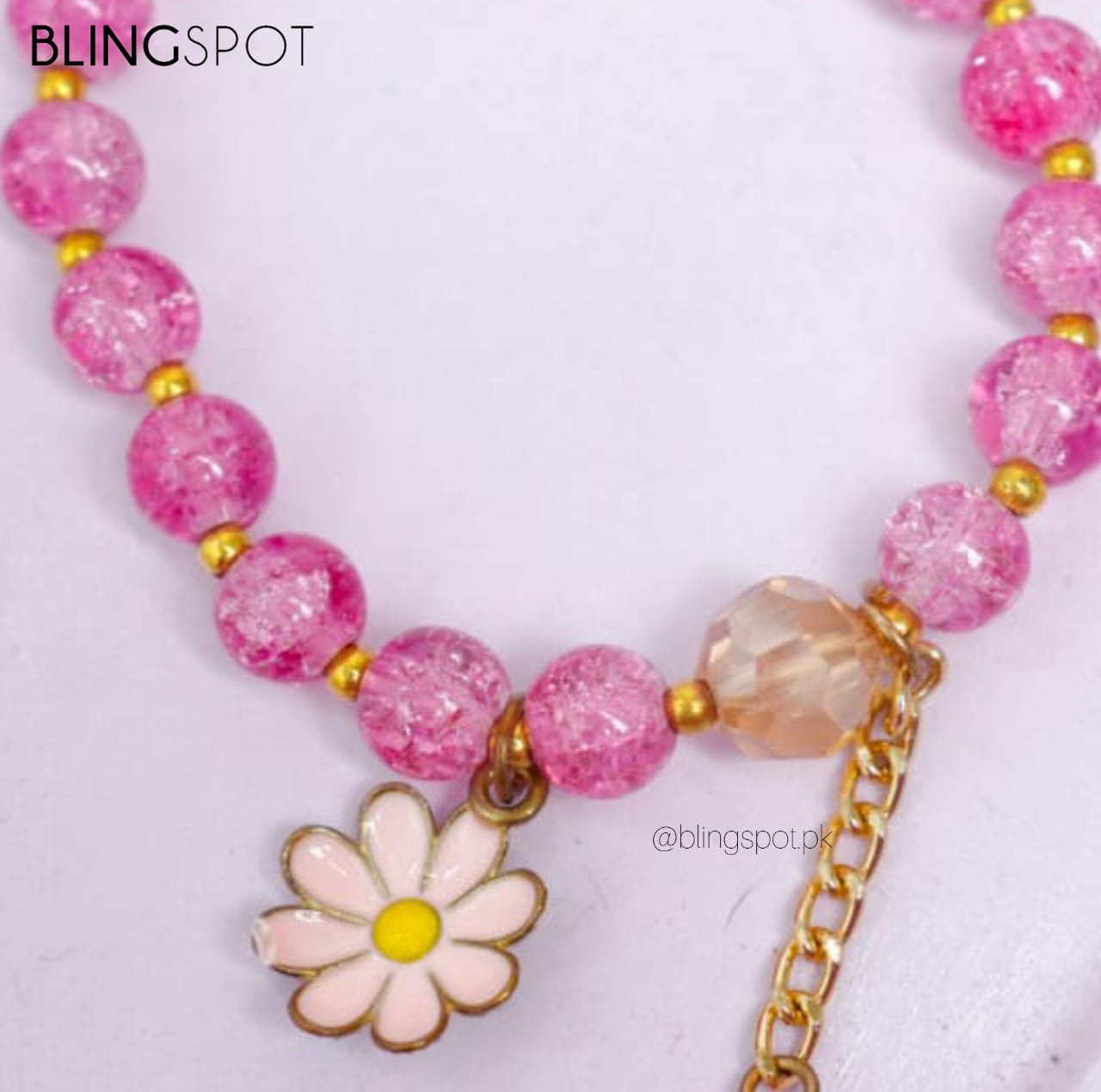 Daisy Charm Beaded Pink - Bracelet