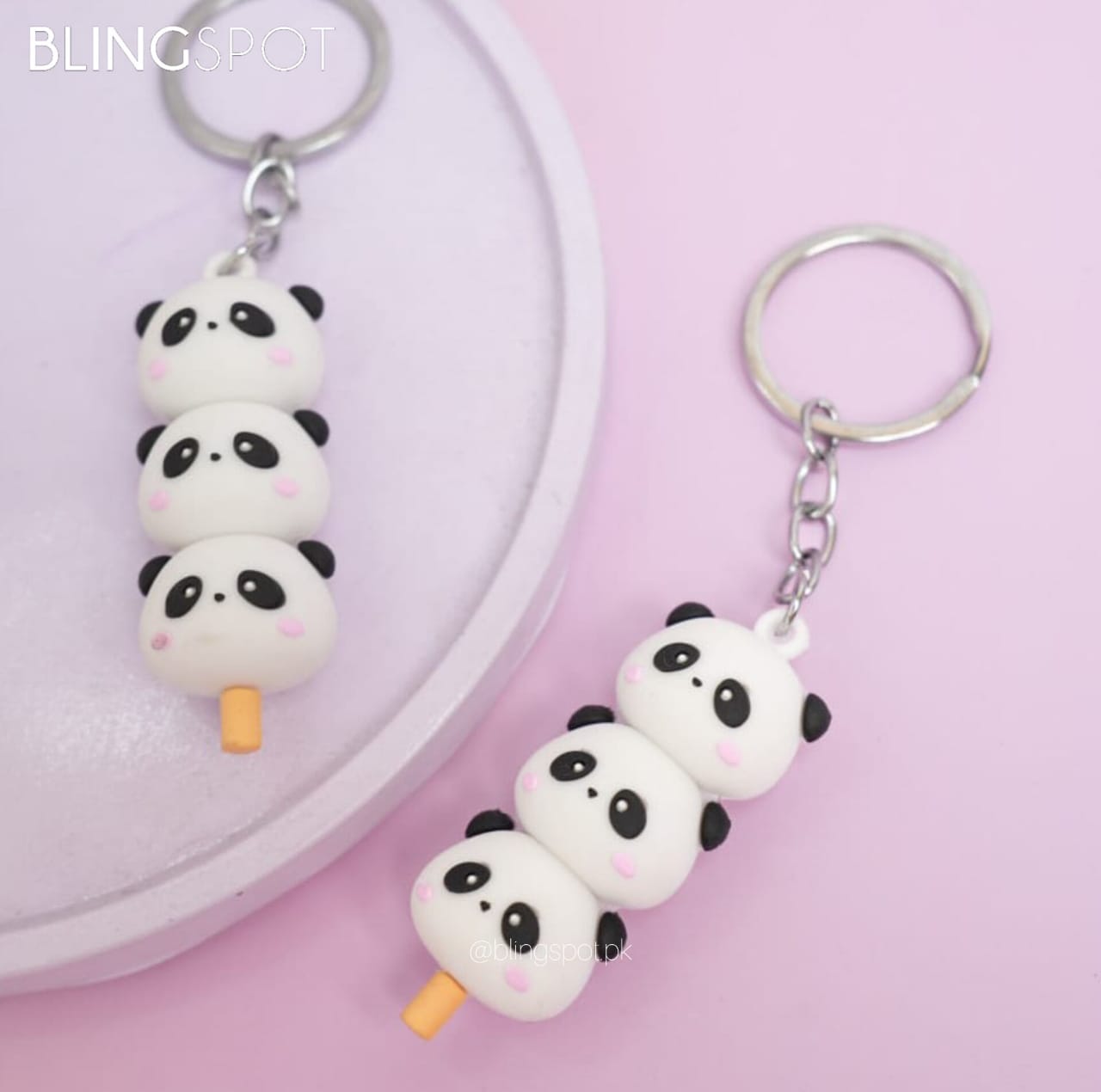 3 Panda Face  Lollipop -  Key Ring