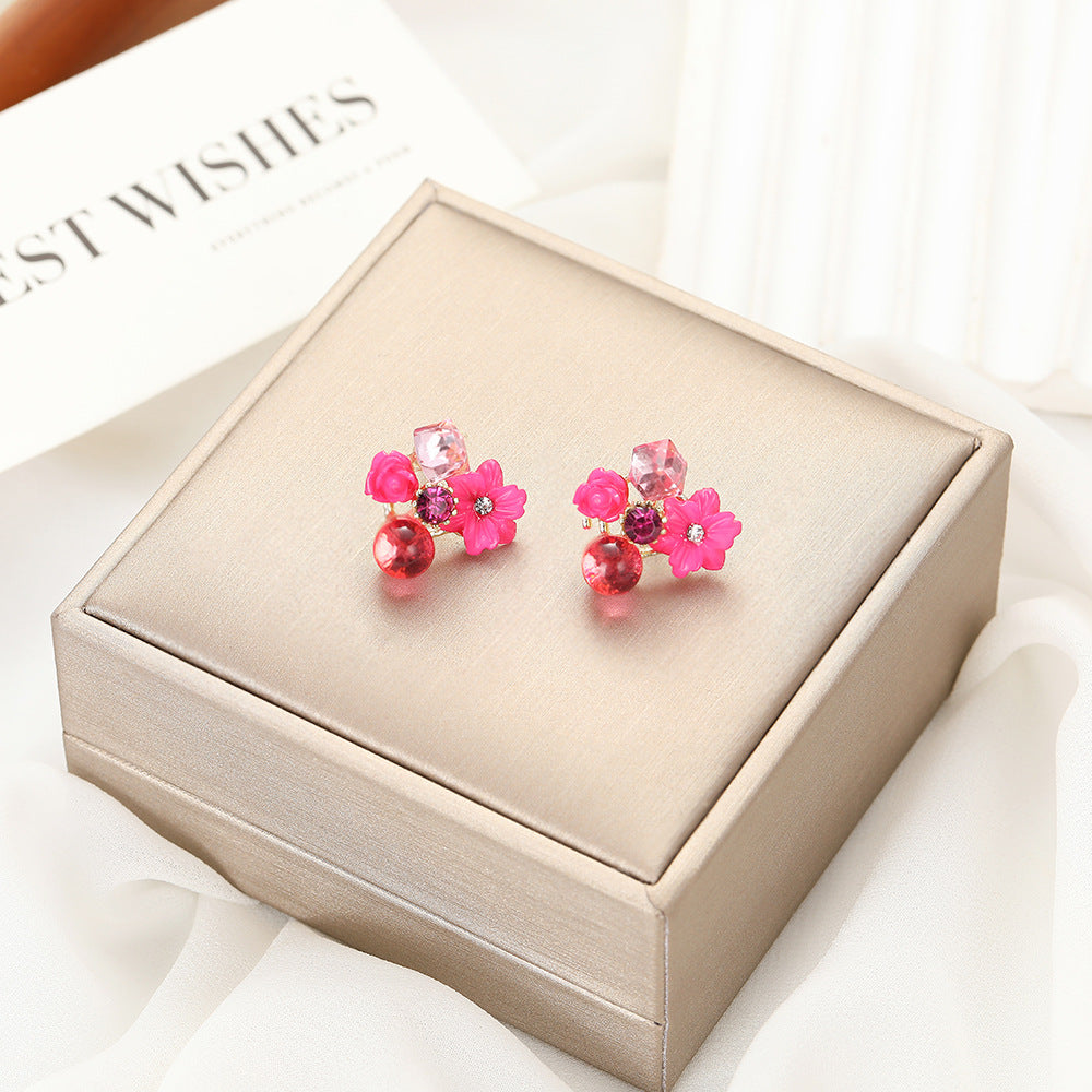 Hot Pink Flowers - Earrings