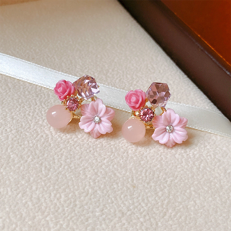 Pink Flowers - Earrings