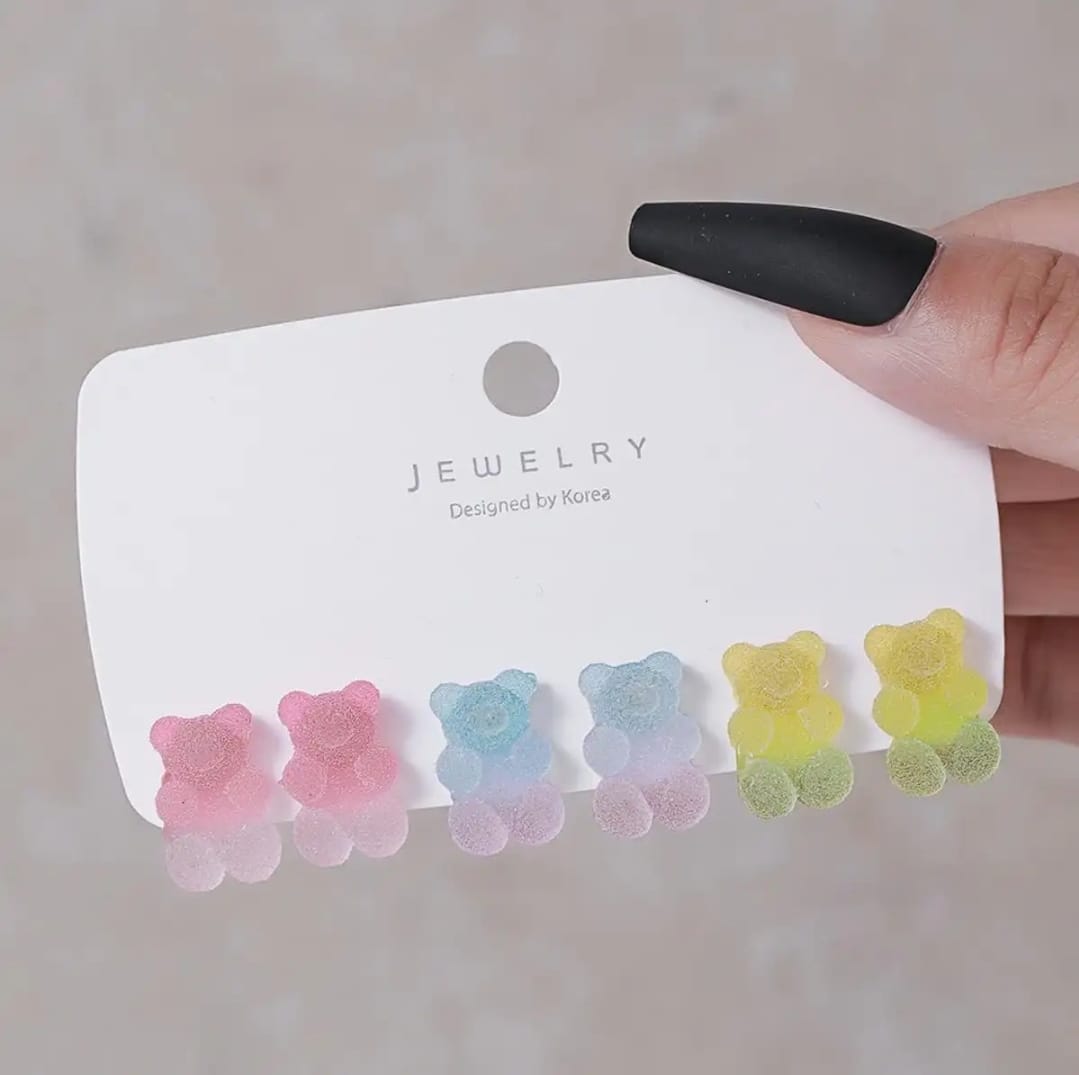 Gradient Jelly Bear  - Ear Stud Set