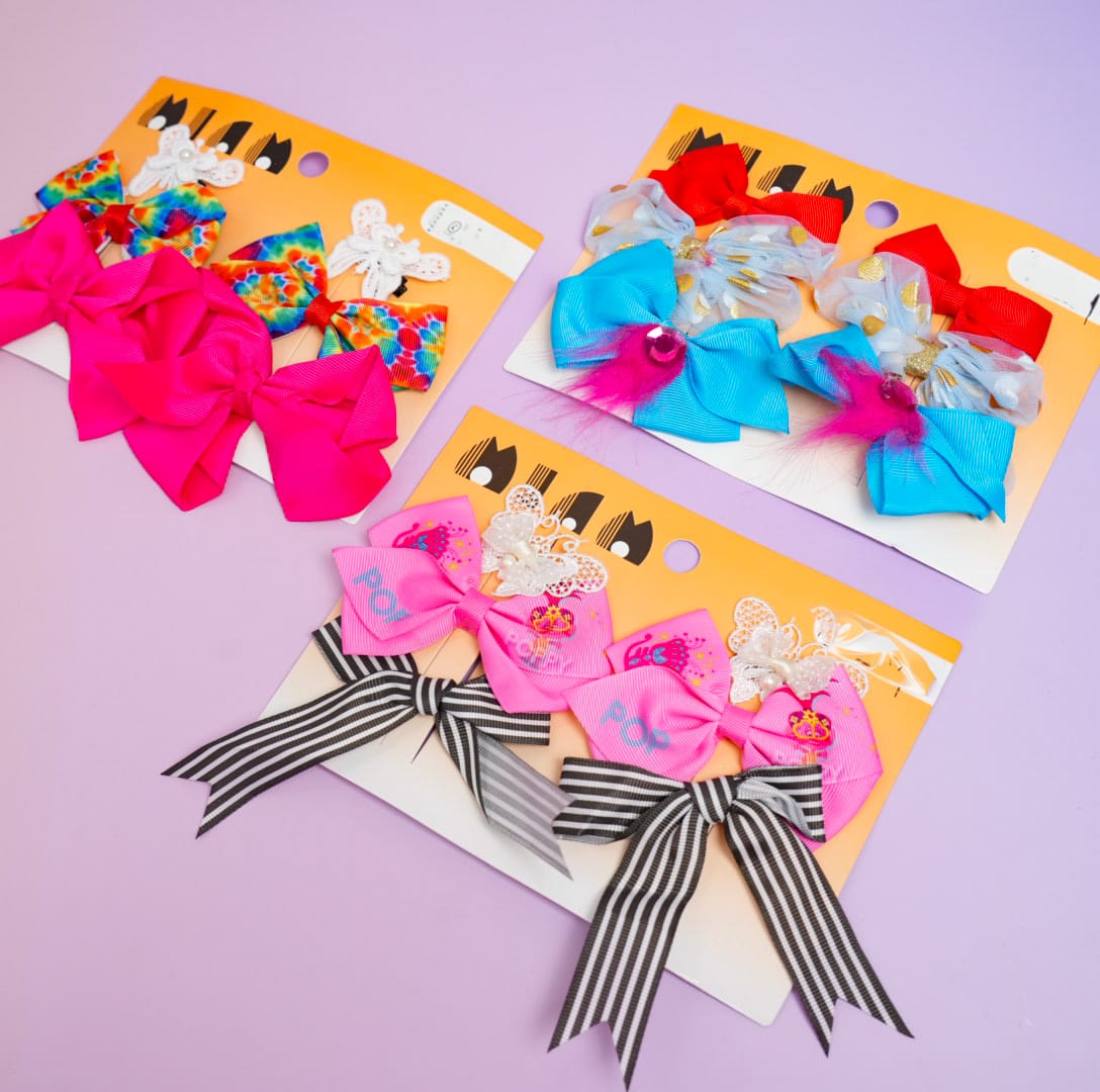 Mixed Bows Hair Clip Set - Style 1