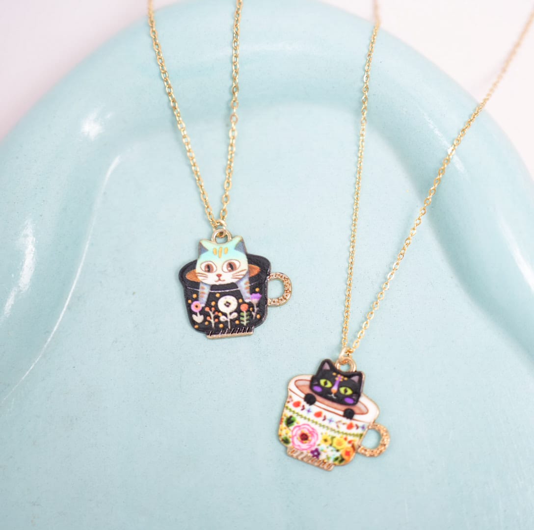 Floral Cat Mug - Necklace