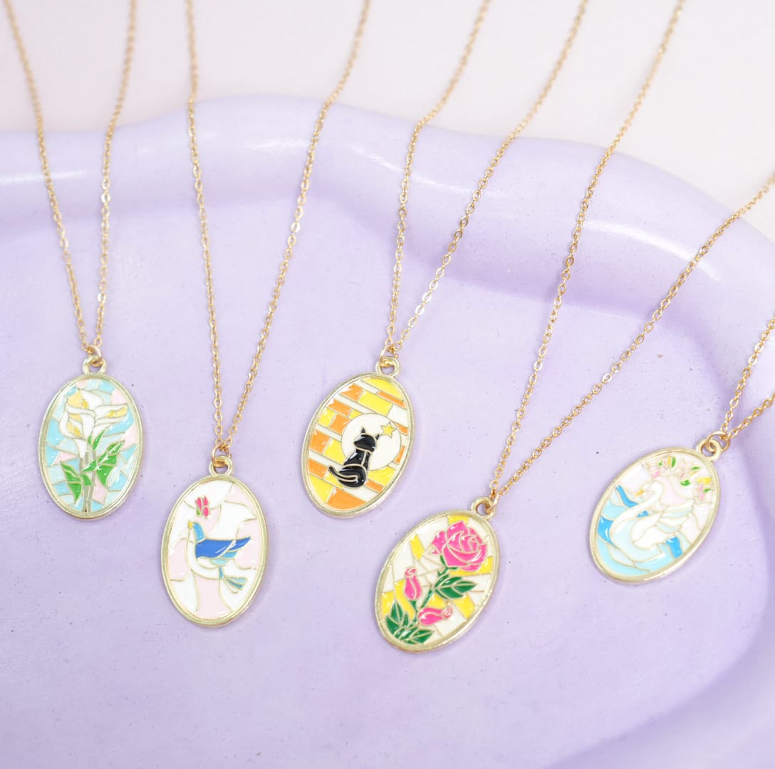 Painted Glass Frames - Necklace