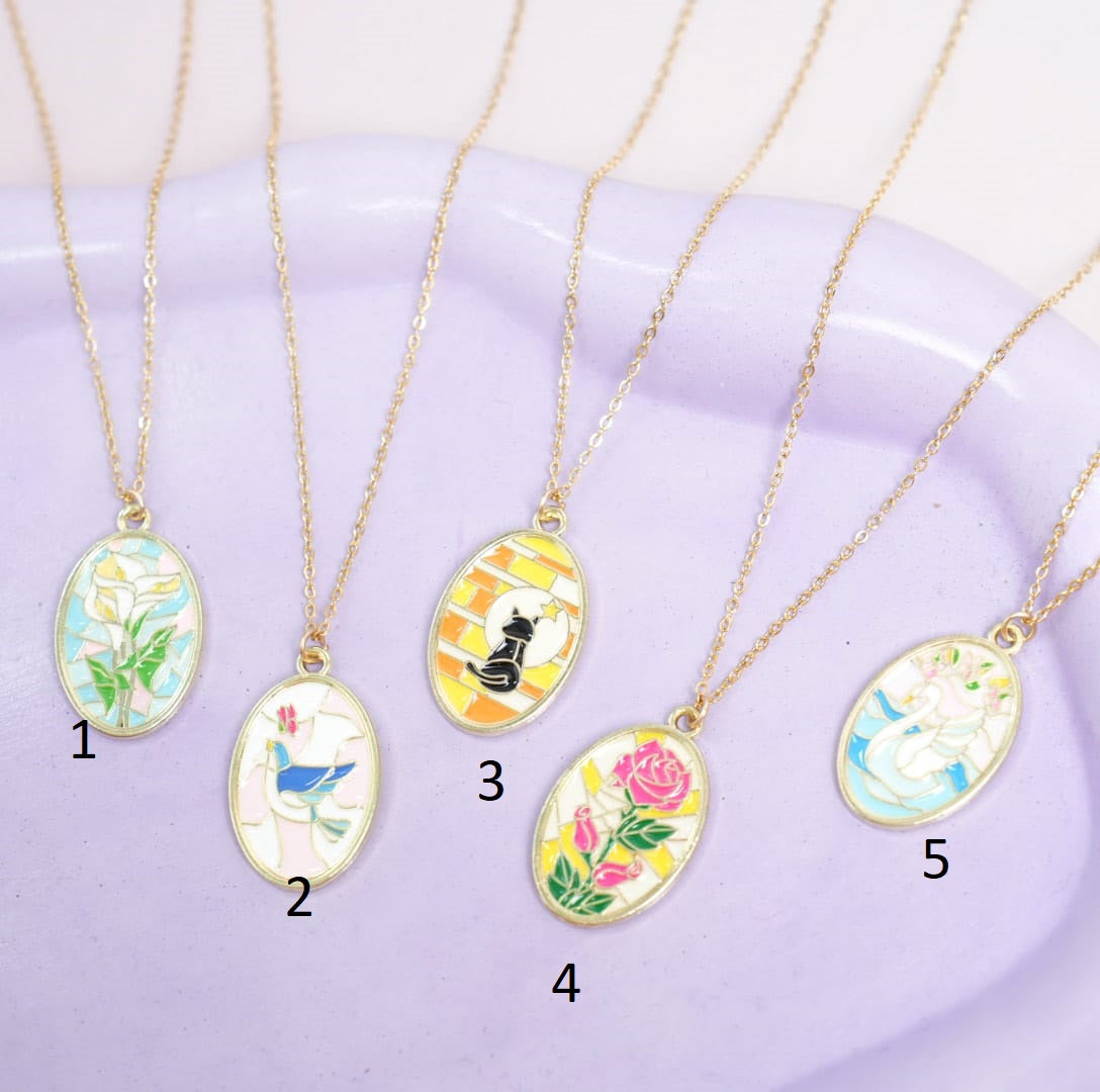 Painted Glass Frames - Necklace