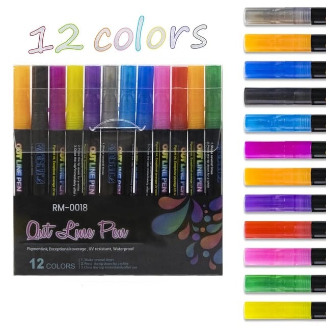 Outline Glitter - Markers Set Of 12 Style 2