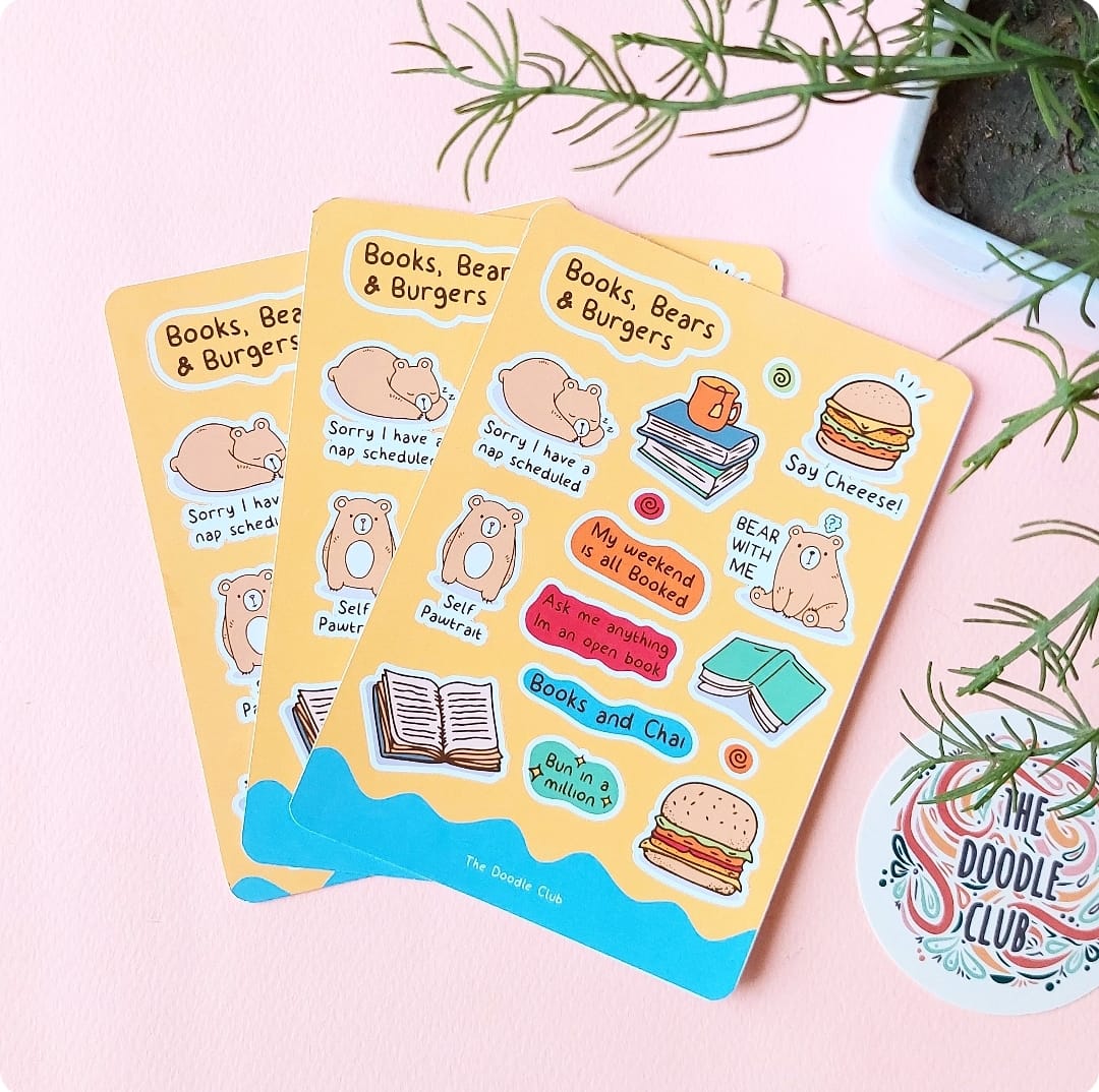 Books , Burgers and Bears Sheet -  Sticker