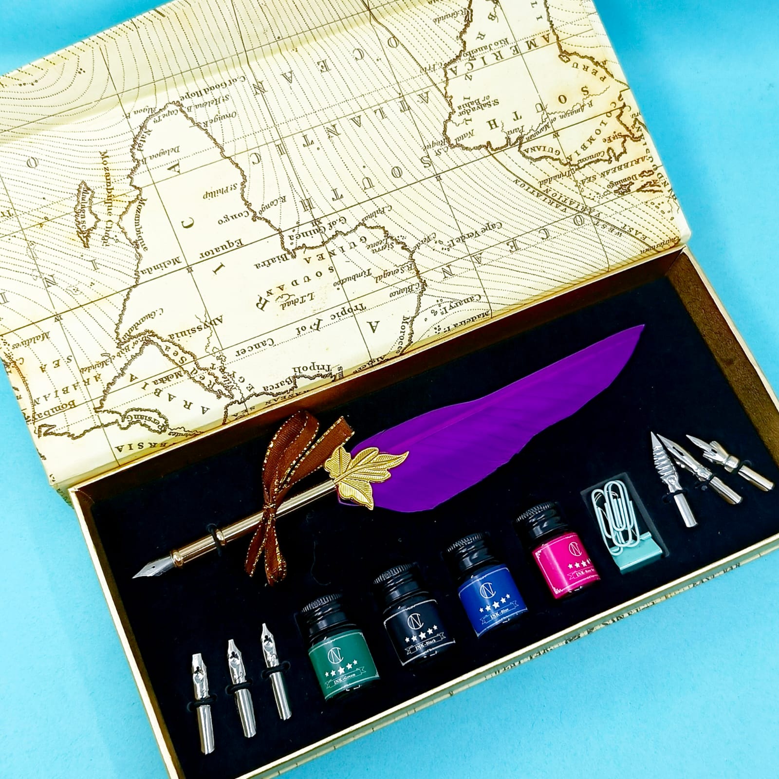 Luxury Vintage Purple Feather Dip Pen Set - Style 76 Clearance Sale